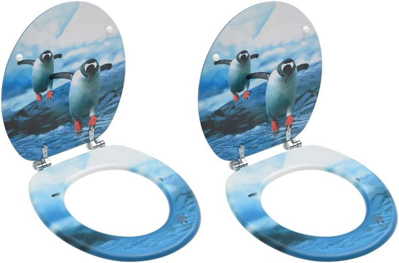 HOMIUSE Toilettensitze mit 2 Stk. MDF Pinguin-Design Toilettendeckel Wc Sitz Klobrille Wc Deckel Toi