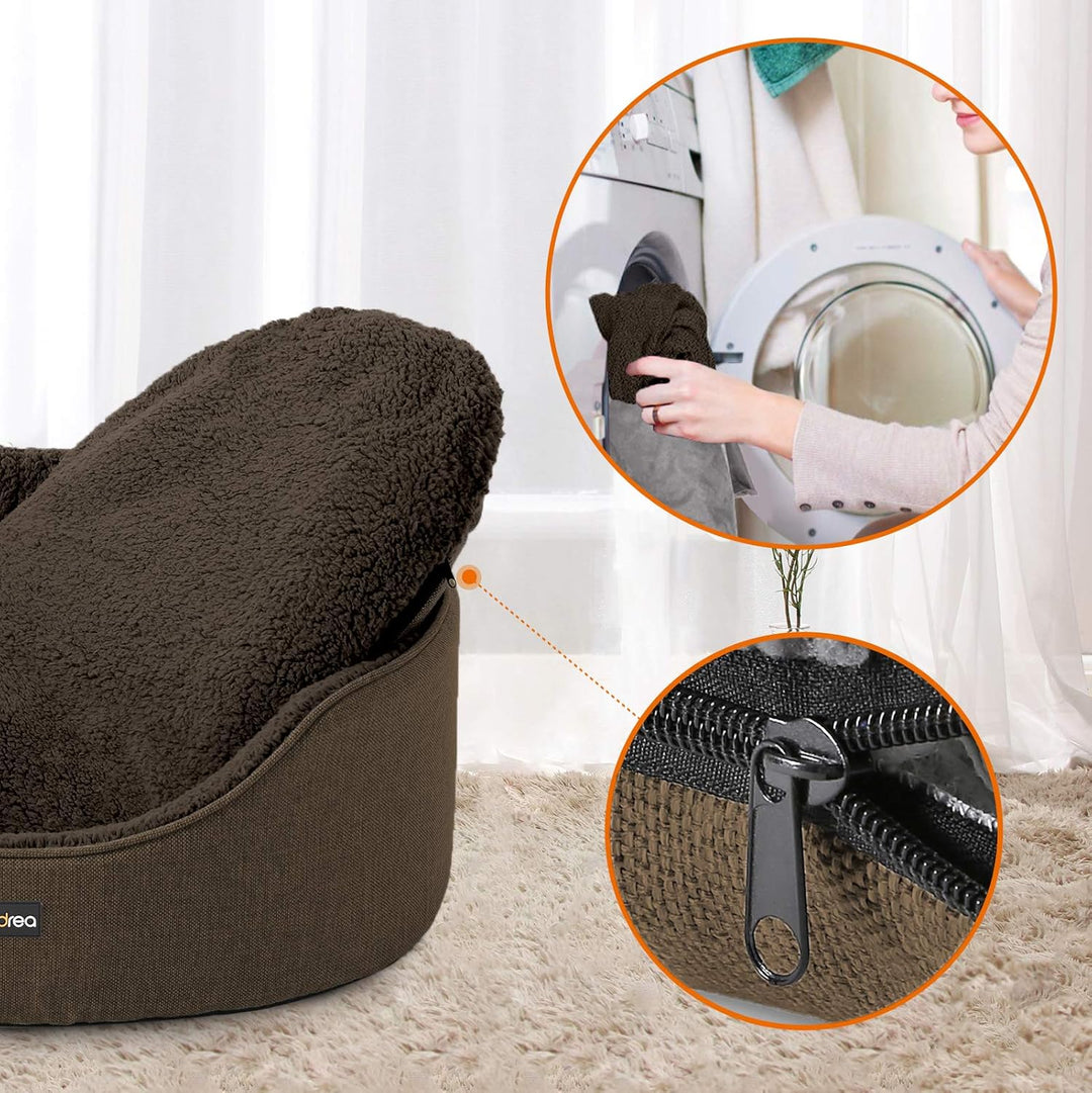 Feandrea Hundebett, Hundekorb, Wendekissen, 83 x 63 x 27 cm, braun PGW032K01 Braun L 83 x B 63 x H 2