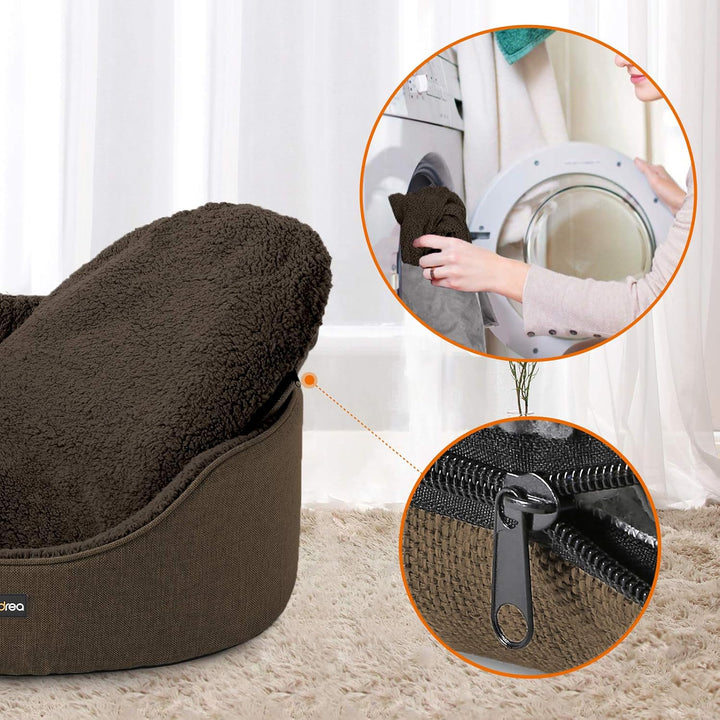 Feandrea Hundebett, Hundekorb, Wendekissen, 83 x 63 x 27 cm, braun PGW032K01 Braun L 83 x B 63 x H 2