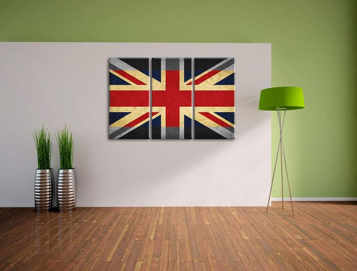 Landesflagge von England schwarz/weiss 3-Teiler Leinwandbild 120x80 Bild auf Leinwand, XXL riesige B