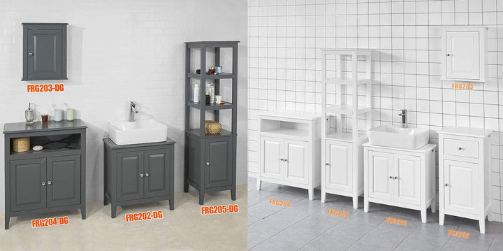 SoBuy FRG202-DG Waschbeckenunterschrank Badmöbel Badschrank Waschtisch Unterschrank Dunkelgrau BHT c
