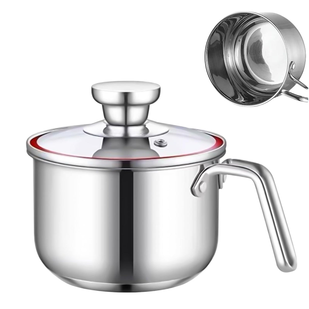 Edelstahl Milchtopf mit Deckel, 1.25L Kochtopf Induktion mit Griff, Simmertopf Puddingtopf, Milchtop
