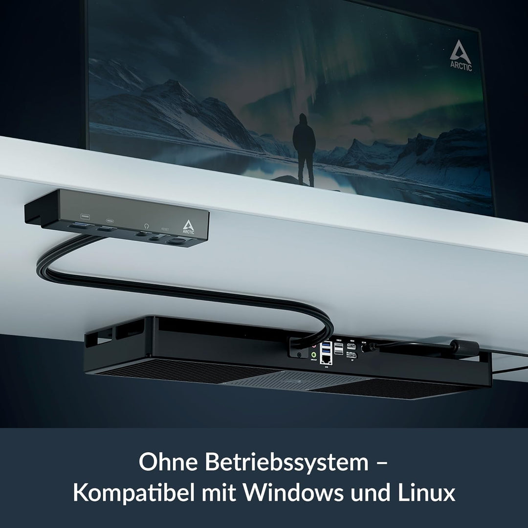 ARCTIC Senza 5700G No OS - Passiv gekühlter, lautloser PC zur Montage unter dem Tisch, ohne Betriebs