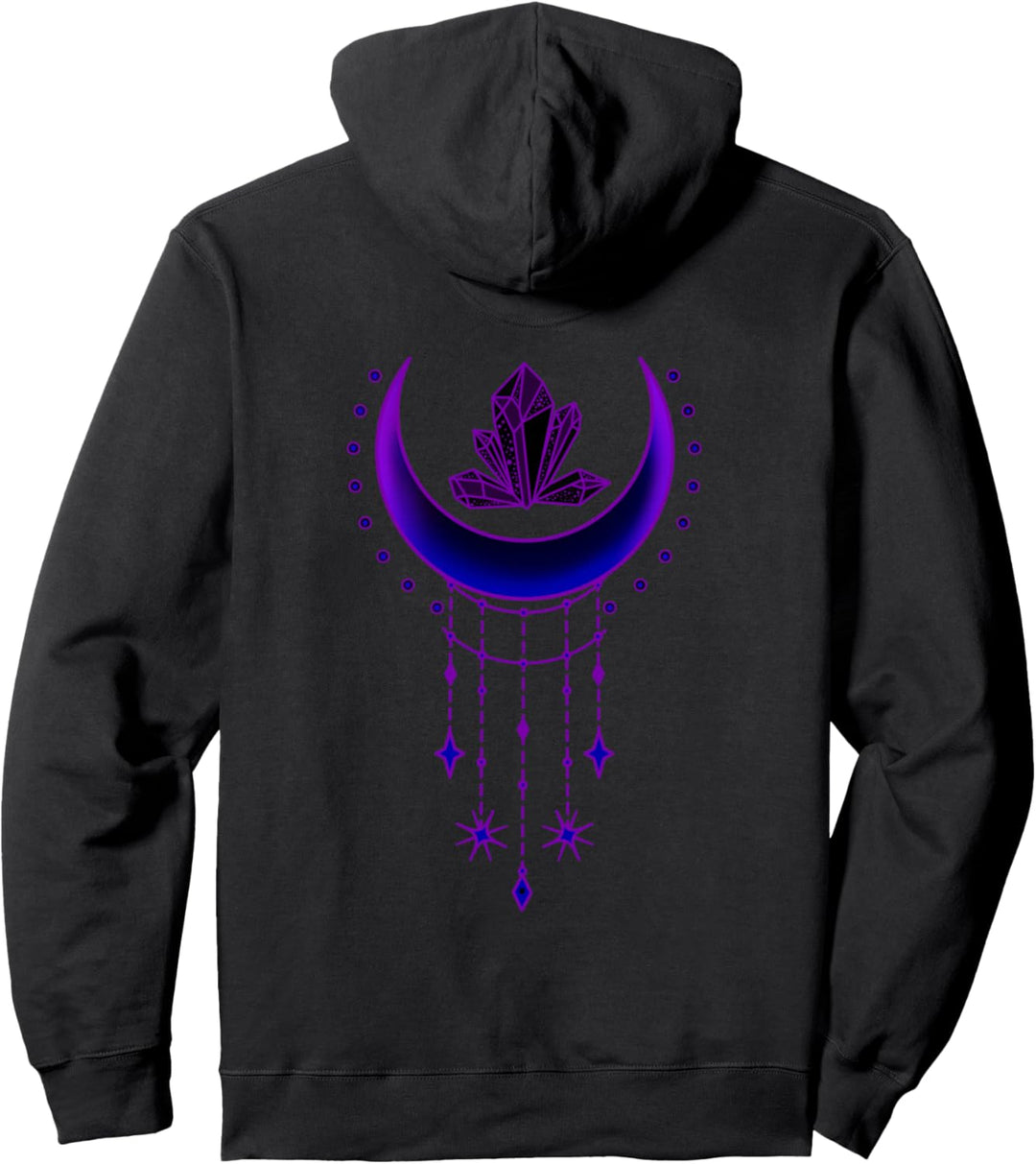 Witchy Goth Crescent Moon Kristalle Pullover Hoodie