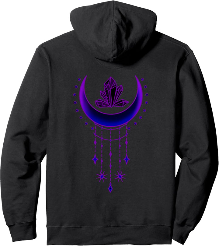 Witchy Goth Crescent Moon Kristalle Pullover Hoodie