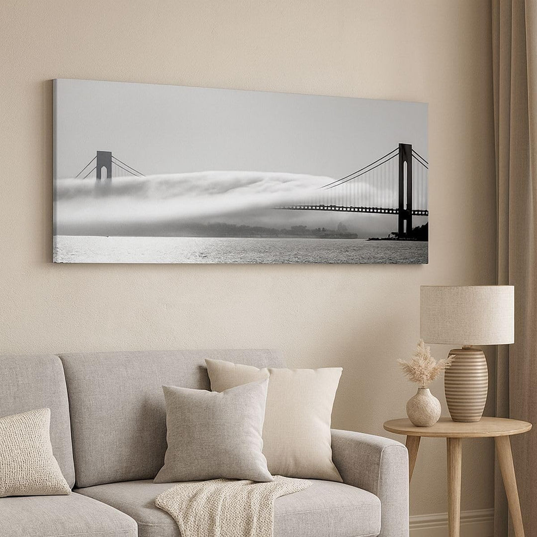 Wandbilder Dekoration Wohnzimmer Usa goldenes tor brücke Panorama Bilder auf Leinwand 120x50cm Leinw