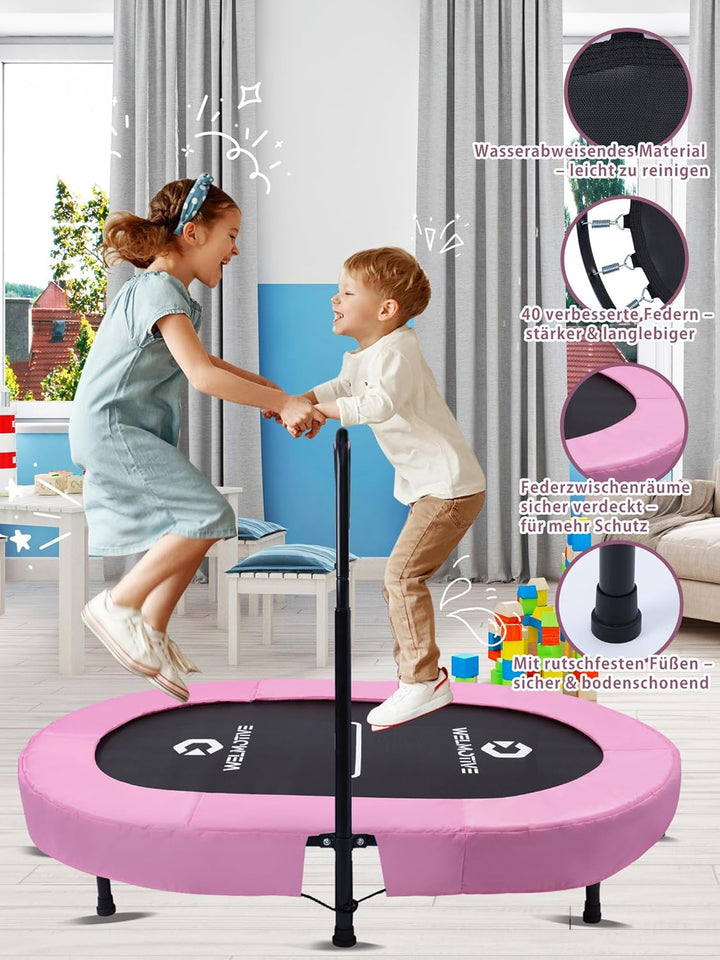 Ovales Indoor Trampolin für 2 Personen geräuscharm belastbar bis 150kg Ideal für Kinder &amp; Erwachsene