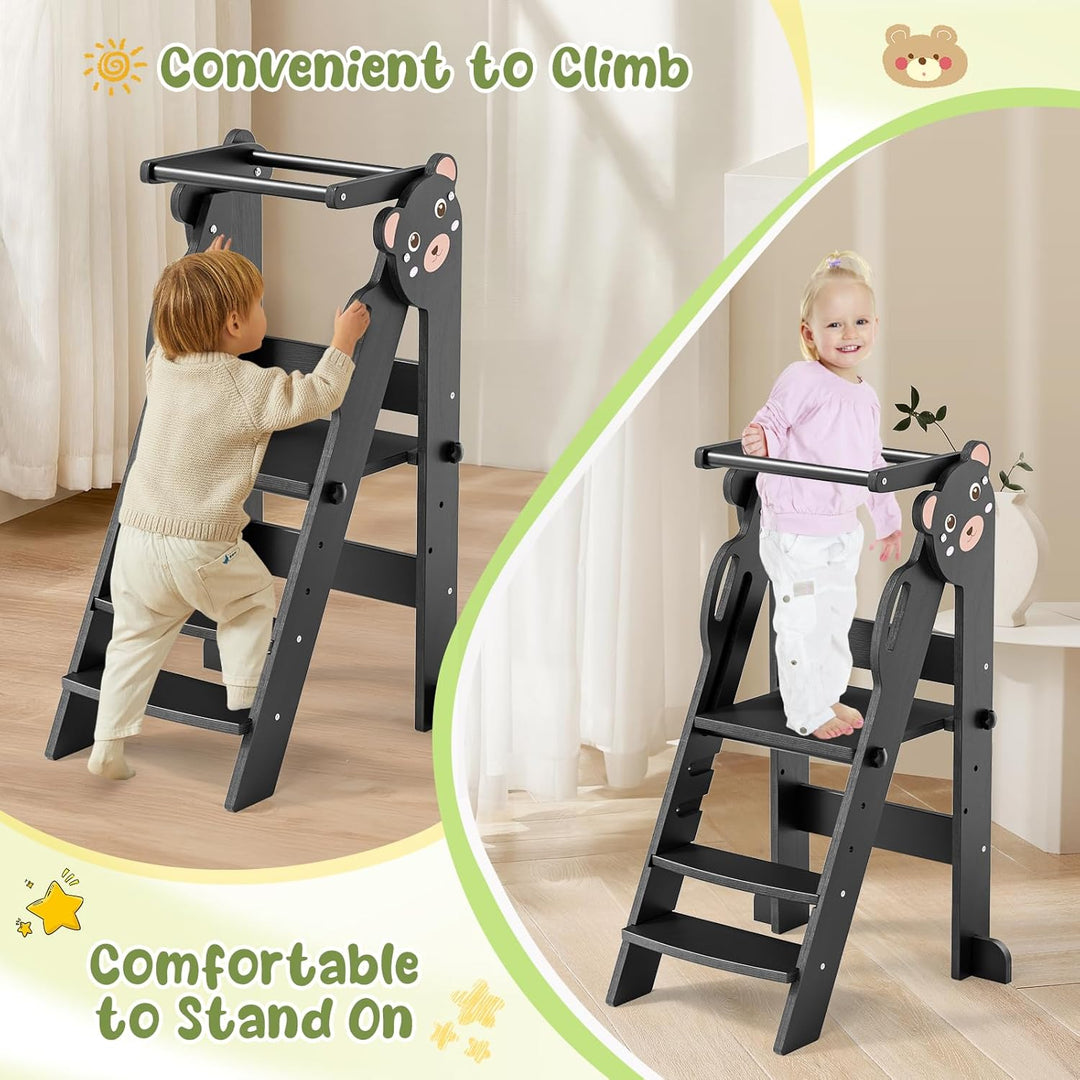 Montessorianischer Klappturm für Kinder, Montessori Learning Tower höhenverstellbar 18 Monate Kinder