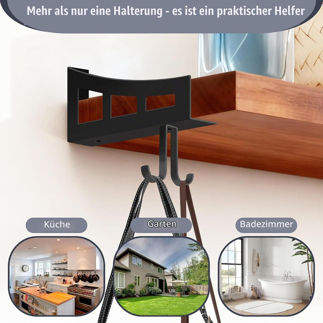 4 Stück Regalhalterung Schwarz, Regalträger 15 cm, Regal Winkel mit Haken, Regal Regalwinkel Schwerl