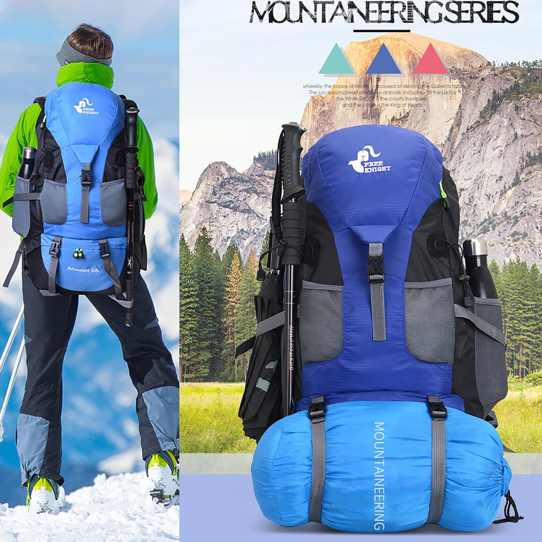 Bseash 50L Leichter wasserfester Wanderrucksack, Outdoor Sport Tagesrucksack Multifunktions Reisetas