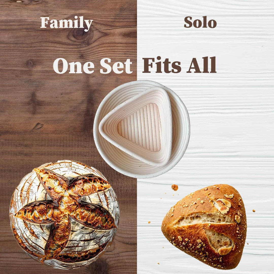 Gärkörbchen Rund und Dreieck, Gärkörbe Banneton Set zum kreativen Brotbacken inkl. Leineneinlage, Br
