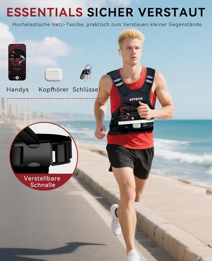 HAPBEAR Verstellbare Gewichtsweste Für Herren &amp; Frauen – Weighted Vest 1,8–4,5 KG Mit 6 Eisensand-Ge