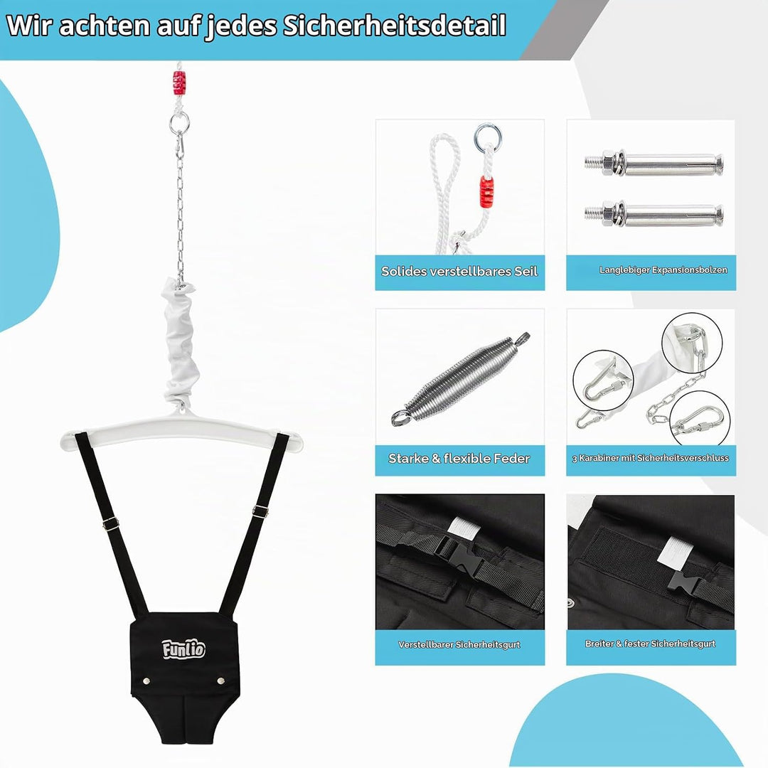 FUNLIO Baby Türhopser mit Deckenhaken für 6–24 Monate, Baby Hüpfschaukel für Drinnen und Draussen, K