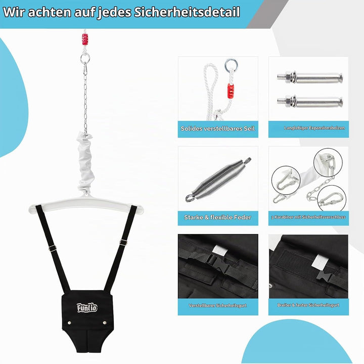 FUNLIO Baby Türhopser mit Deckenhaken für 6–24 Monate, Baby Hüpfschaukel für Drinnen und Draussen, K