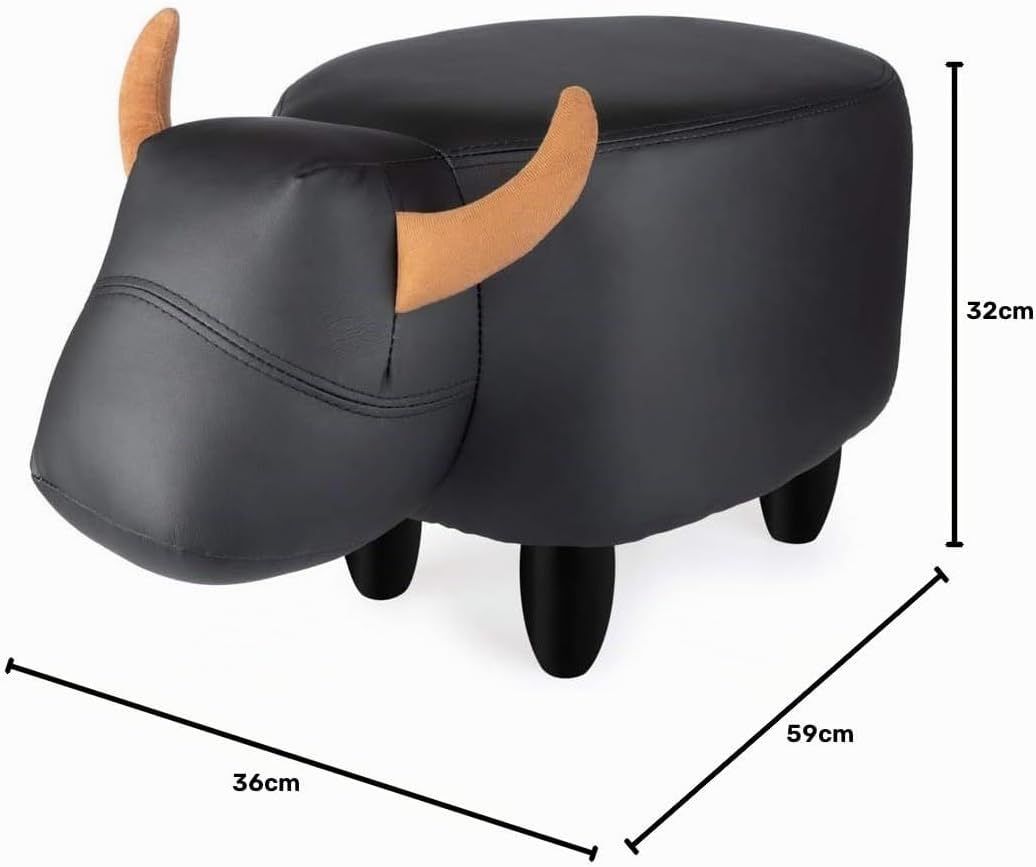 balvi Hocker La Vache Farbe Schwarz In Form Einer Kuh Holzbeine Kunstleder/Holz, Schwarz