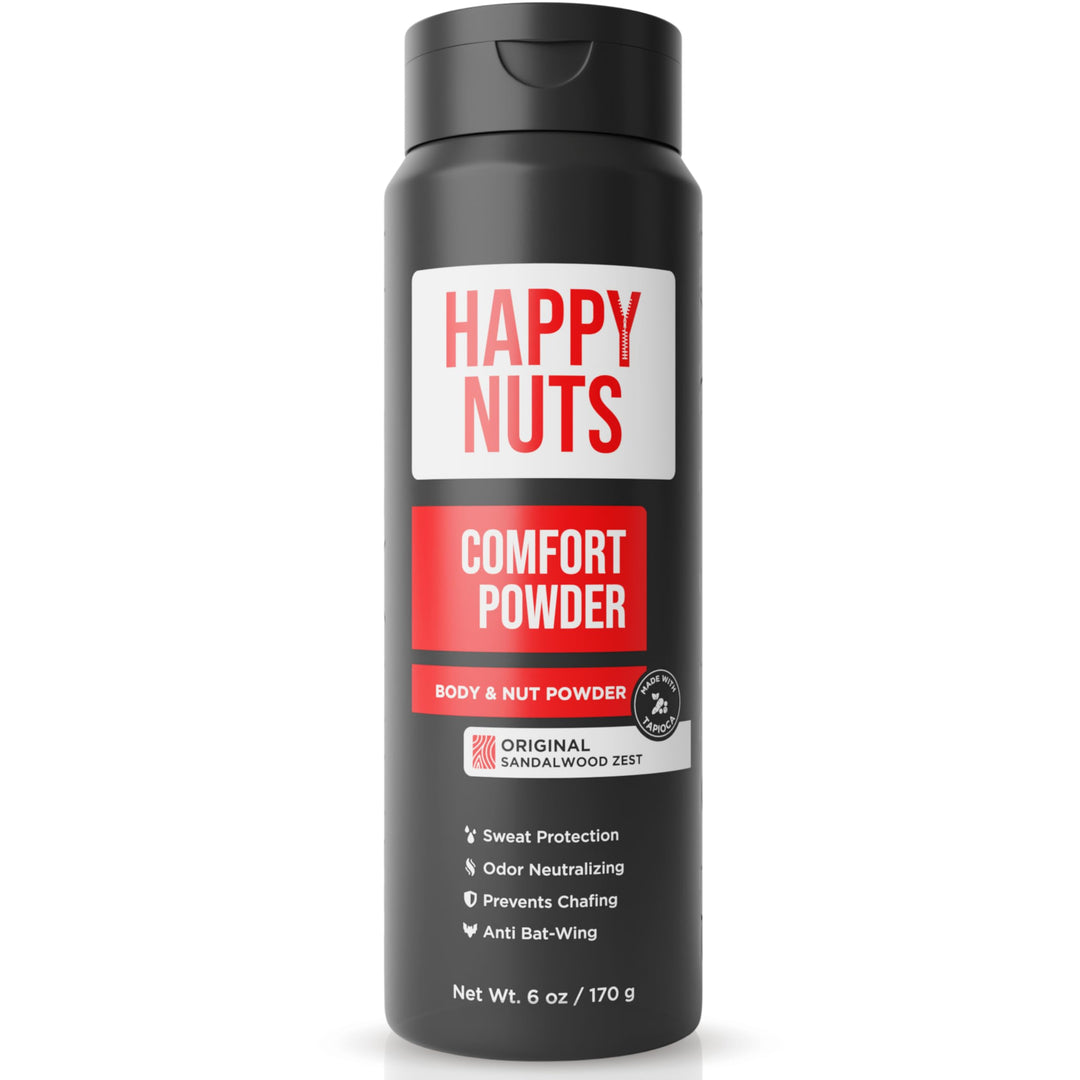 Happy Nuts Comfort Powder – Anti-Scheuern, Schweissabwehr und Geruchskontrolle für Leiste, Füsse und