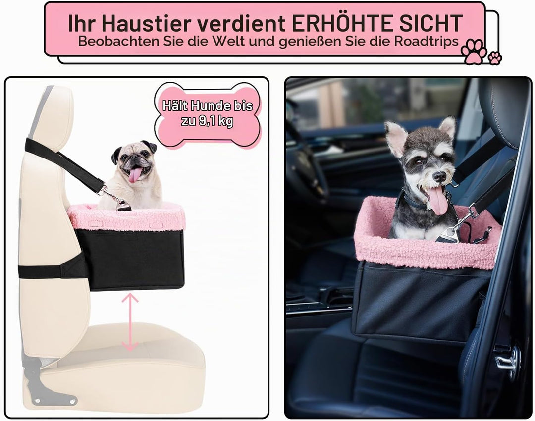 Hunde-Autositz für kleine Hunde, Erhöhter Hundesitz für Hunde Welpenautositz Hundeaussicht, Haustier