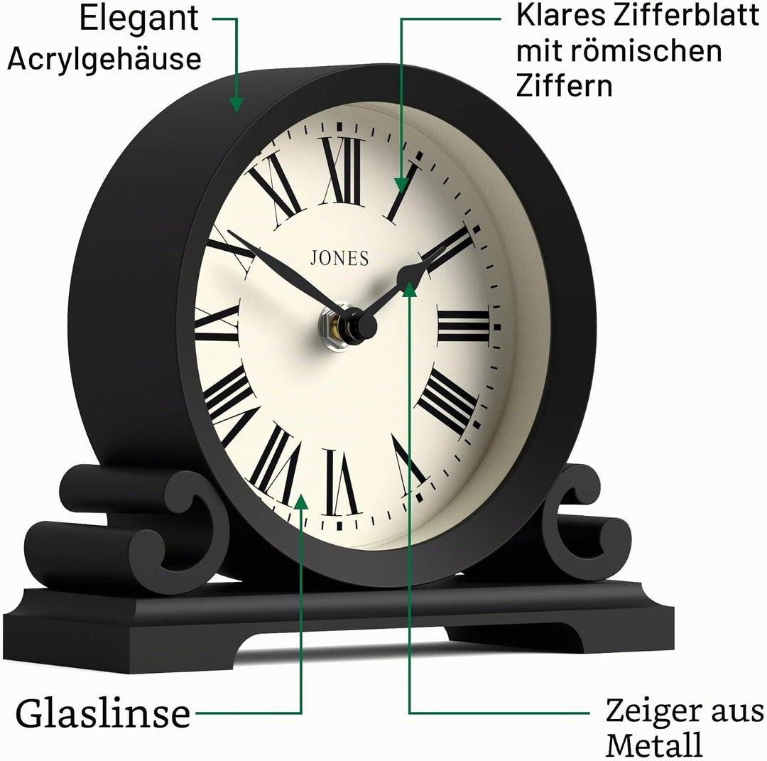 JONES CLOCKS® Saloon Wohnzimmer-Kaminuhr – Traditionelles/klassisches Design – Schlafzimmeruhr – Woh