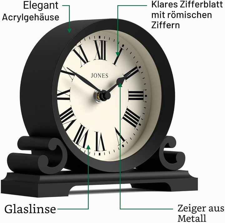 JONES CLOCKS® Saloon Wohnzimmer-Kaminuhr – Traditionelles/klassisches Design – Schlafzimmeruhr – Woh