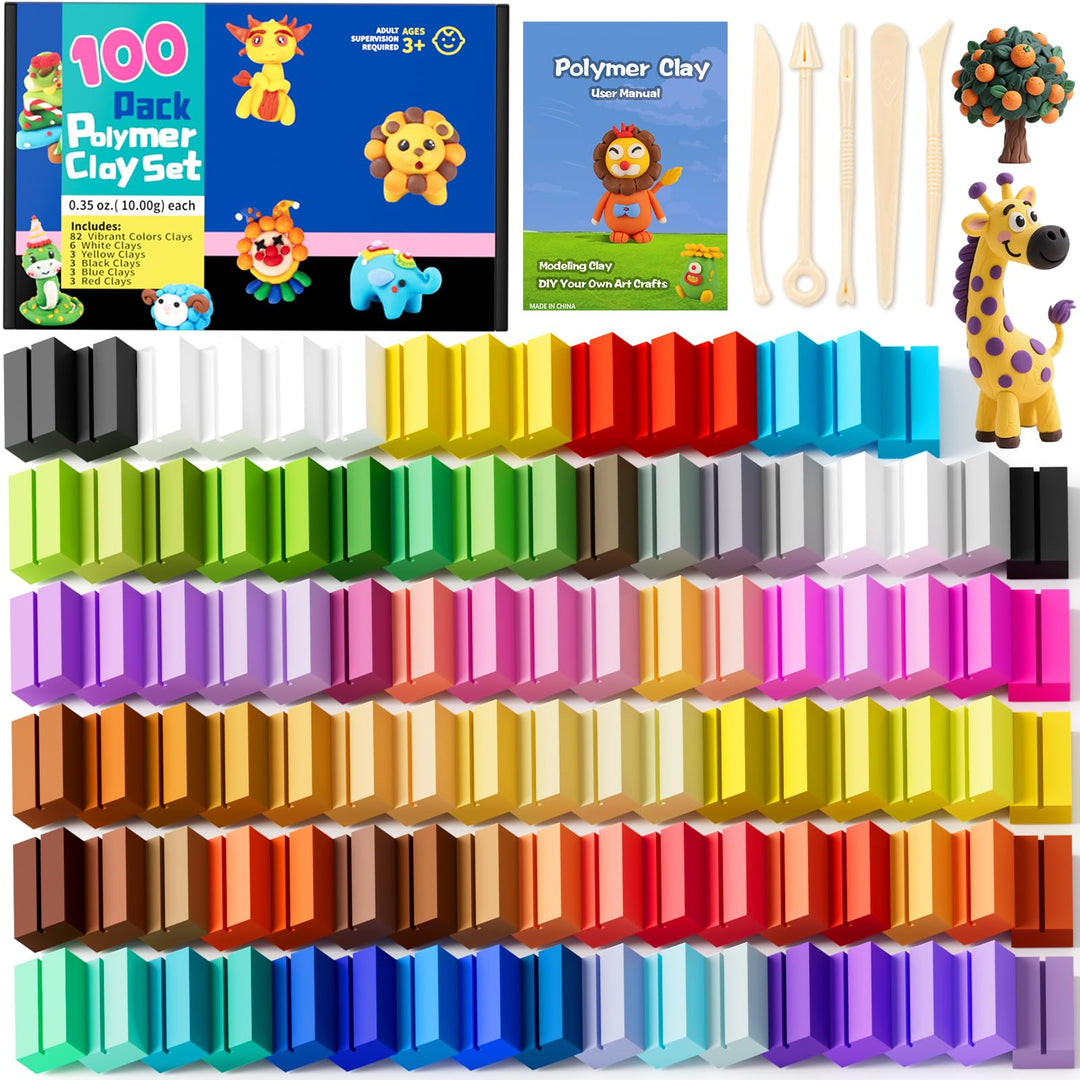 iFergoo Modelliermasse-Set, 100 Farben, Ofen-Modelliermasse-Set, ungiftig, lebendige Farben für Schm