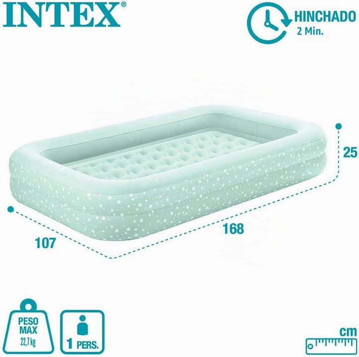 Intex, Kinderreisebett, aufblasbare Matratze, Luftbett mit Pumpe, Minzgrün, 3-6 Jahre