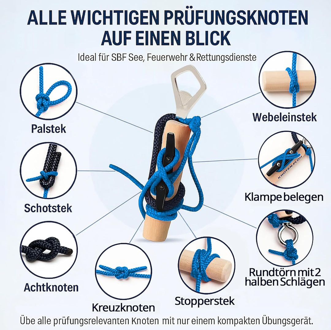 Knoten-Floh Knoten Übungsset Knoten Lernen für SBF See Bootsführerschein & Feuerwehr, Knotenübungsge