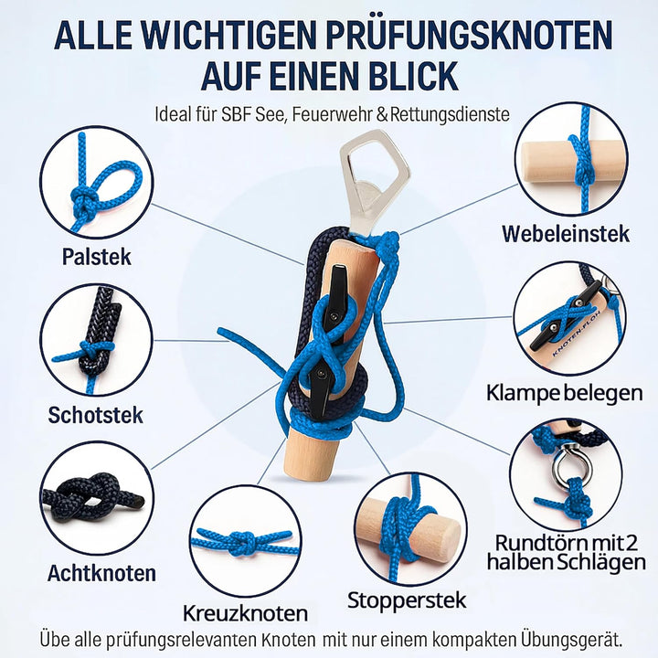Knoten-Floh Knoten Übungsset Knoten Lernen für SBF See Bootsführerschein & Feuerwehr, Knotenübungsge