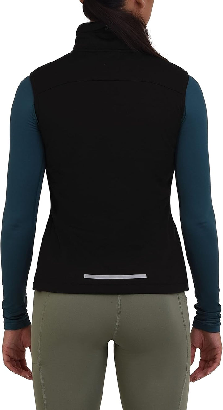 TCA Damen Flyweight winddichte Lauf- und Fahrradweste mit Reissverschlusstaschen, XS Schwarz