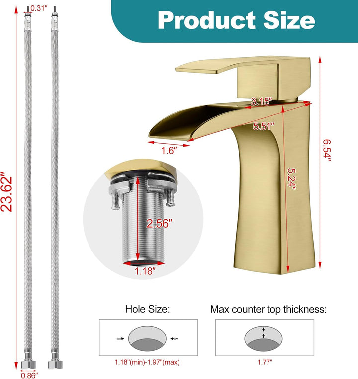 Waschtischarmaturen, Wasserfall-Armaturen für Waschbecken, quadratisch, modern, Garderobenarmatur, E