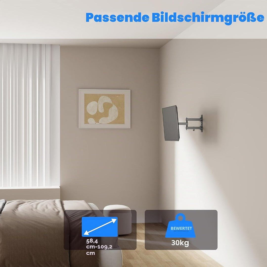 conecto TV Wandhalterung mit Gelenkarm, flexibel neig- und schwenkbare Universalhalterung, max. VESA