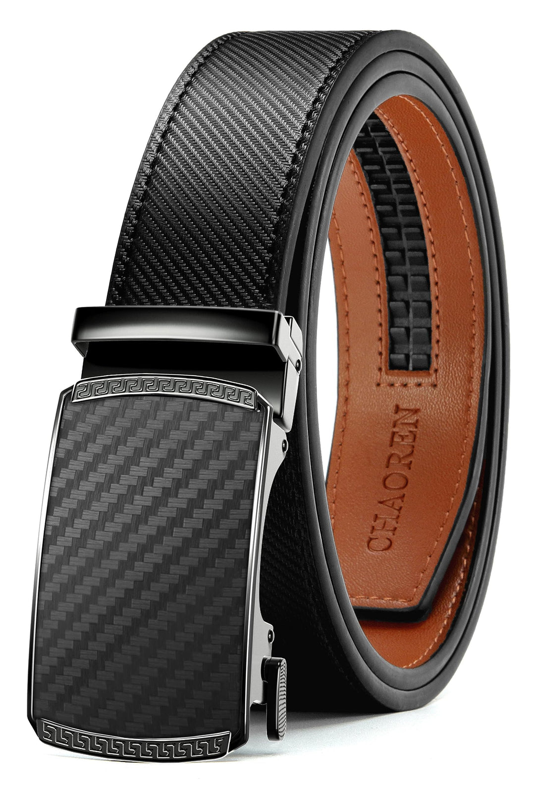 CHAOREN Gürtel Herren, Automatik Ledergürtel Herren 35mm ohne Löcher Taille 120-135cm (Gesamtlänge 1