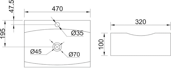 doporro Waschbecken 48x32x10,5cm Aufsatzwaschbecken aus Keramik weiss inkl. Nano-Versiegelung Brüsse