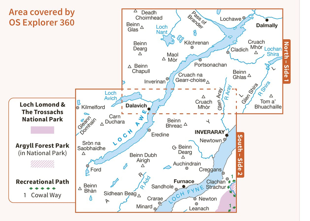 Loch Awe and Inveraray (OS Explorer Map, Band 360), Karte
