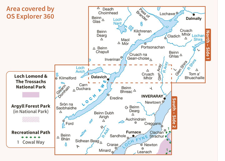 Loch Awe and Inveraray (OS Explorer Map, Band 360), Karte
