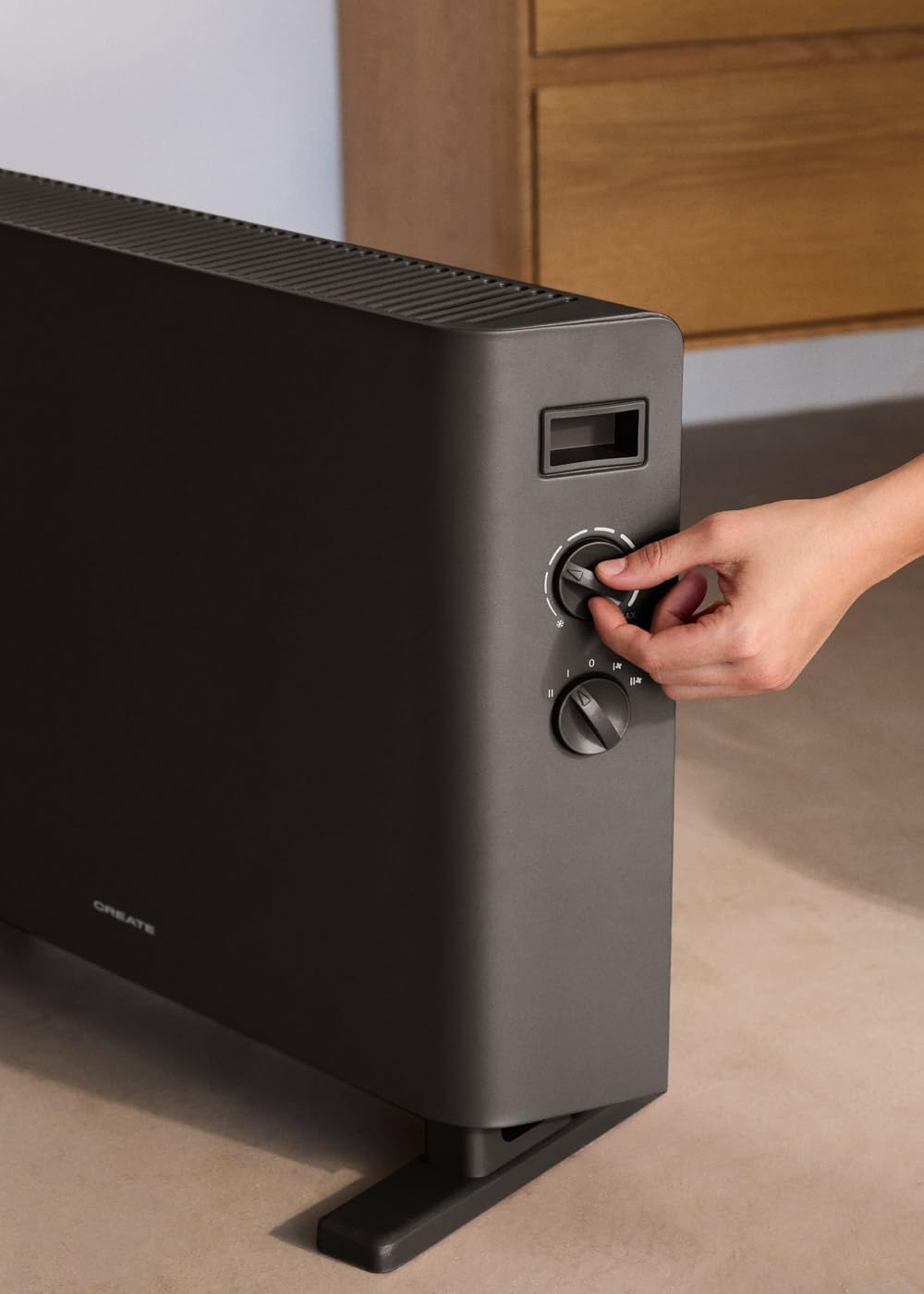 CREATE WARM HANDY/Konvektor-Heizlüfter, Schwarz, Ventilator- und Heissluftfunktion, bis zu 20 m², 4