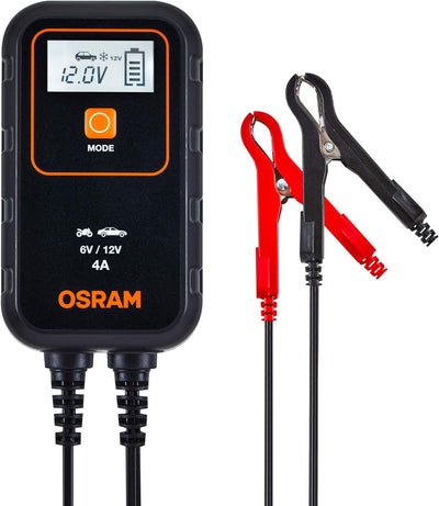 OSRAM BATTERYcharge 904, KFZ-Batteriewartungsgerät 12V, mobiles KFZ Batterieladegerät für PKW & Moto