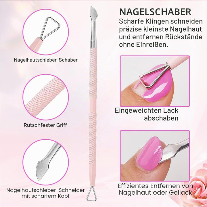 Makartt Nagelhaut Trimmer mit Nagelhautschieber, 3 PCS Rosa Zangen Nagelhaut Professionelle Pediküre