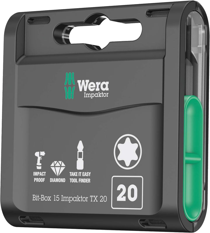 Wera Bit-Sortiment, Bit-Box 15 Impaktor TX 20, 15-teilig, 05057772001