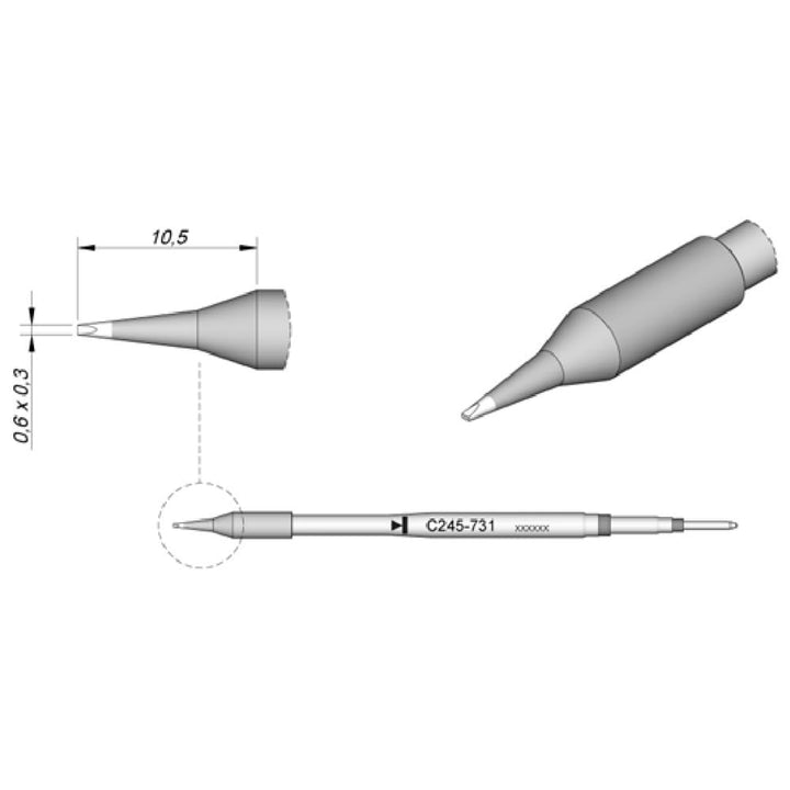 JBC Tools C245731 Lötspitze Meisselform, gerade Spitzen-Grösse 0.3mm Inhalt 1St.