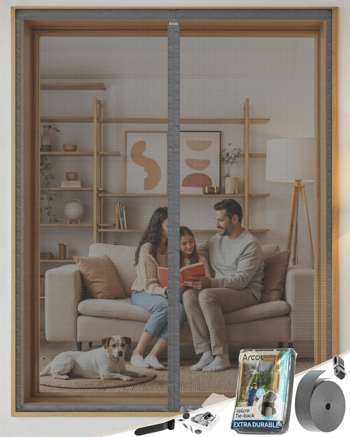 ARCOL Fliegengitter Fenster Magnet 130x160 cm aus Fiberglas – Schluss mit Mücken in 3 Min, Ultrafein