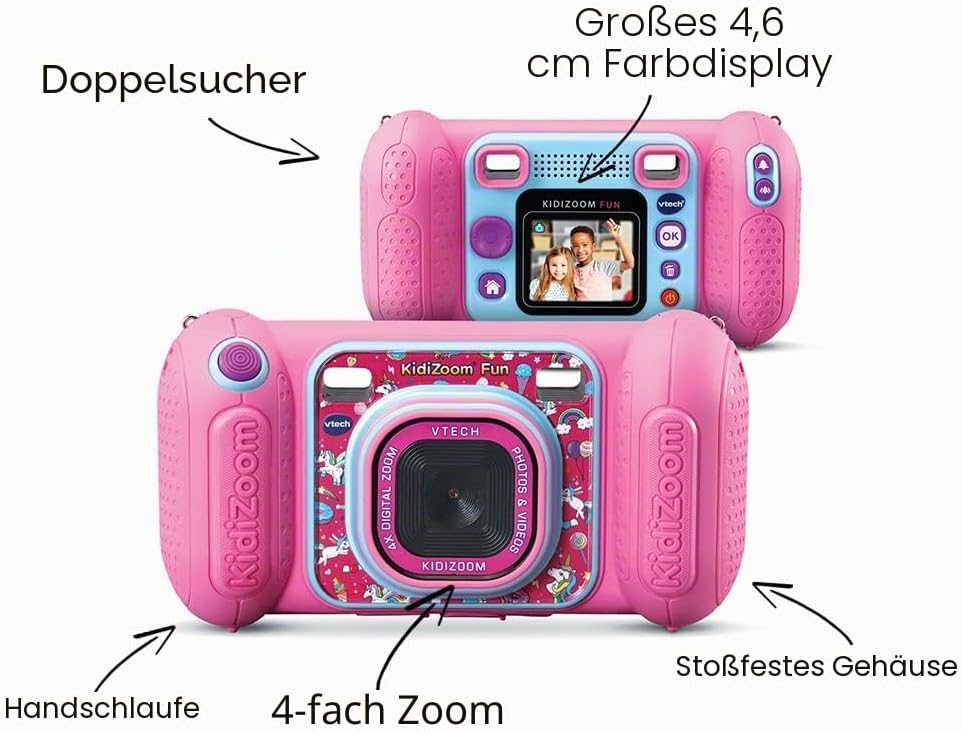 VTech Kidizoom Fun Rose Kinder Digitalkamera mit Display, Videos, Trucages, Spezialeffekte, Kindersi