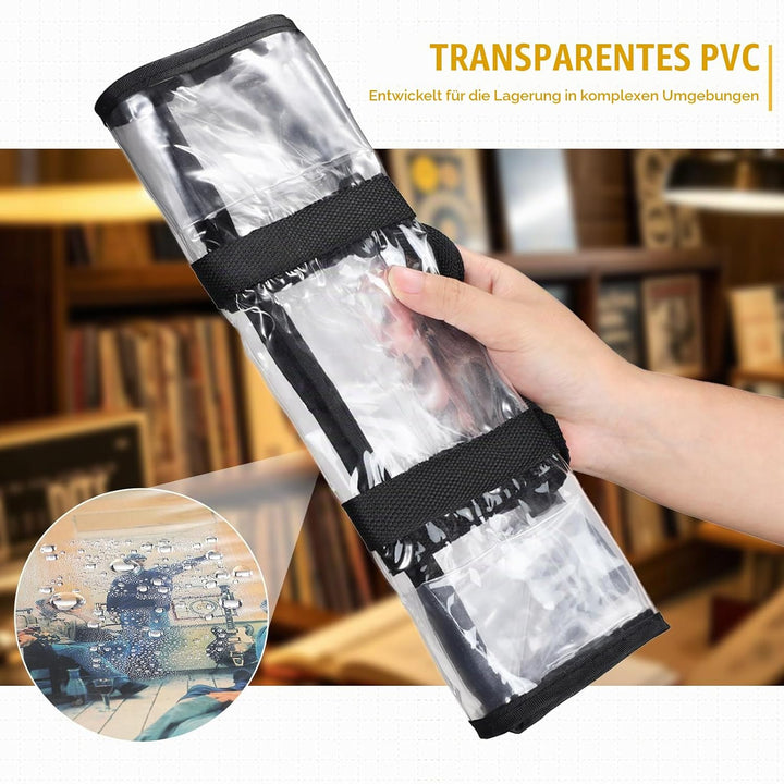 Facmogu 33-U/min-Vinylplatten-Aufbewahrungstasche, durchsichtige PVC-Plattentaschen für Vinyl, fasst