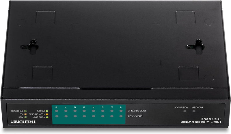 TRENDnet TPE-TG80G 8-Port-Gigabit-PoE + -Switch 8 x Gigabit-PoE + -Ports, 123-W-PoE-Leistungsbudget,