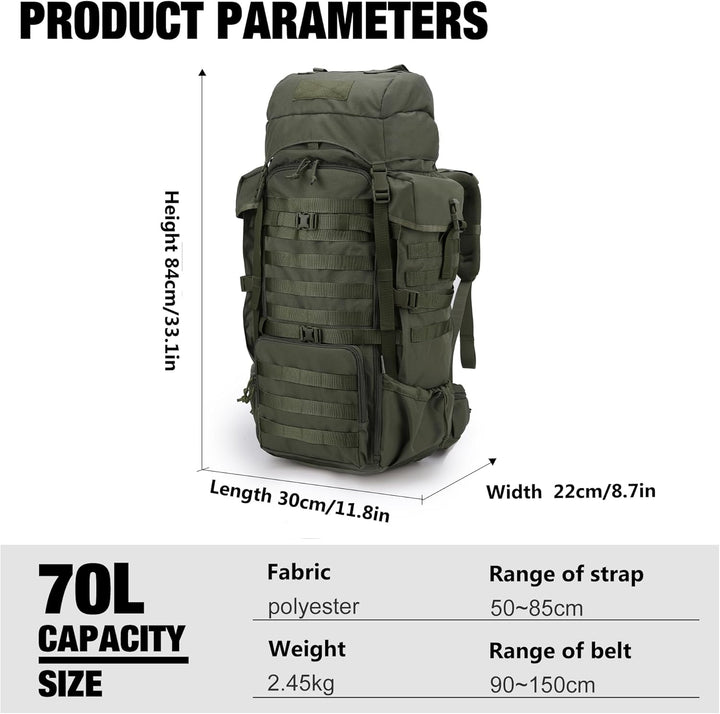 Mardingtop 70L Rucksack Wanderrucksack Trekkingrucksack Grosser Taktischer Rucksack Herren mit Regen