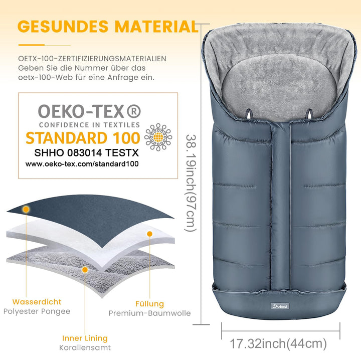 Orzbow Fusssack für Kinderwagen Buggy,Baby Fusssack Schlafsack,Babyfusssack für Babyschale,Winterfus