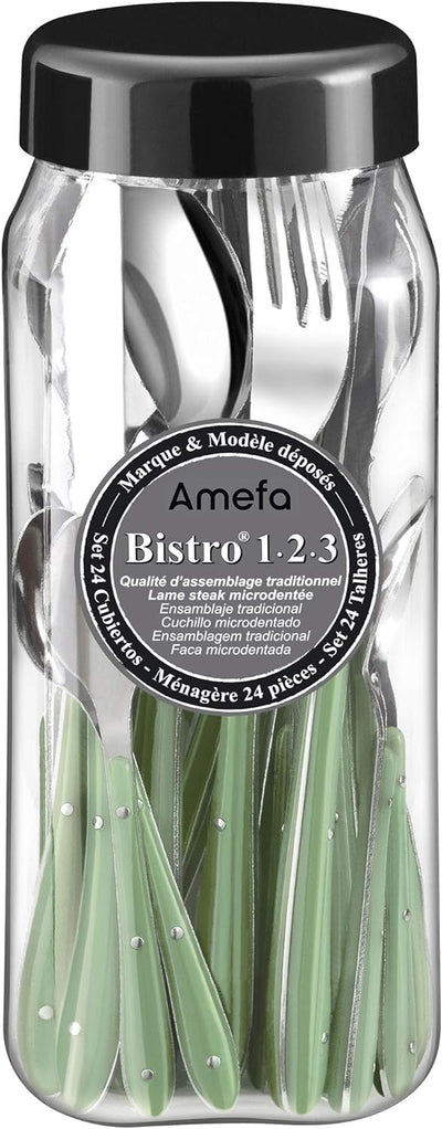Amefa Besteck Bistro 1-2-3, Tafelbesteck für 6 Personen, 18/0 Edelstahl mit Kunststoffgriff in Trend