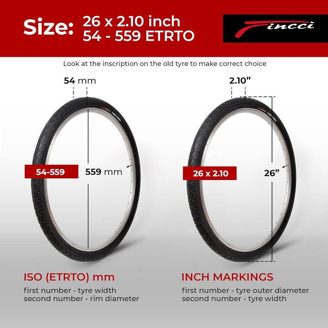 Fincci 26 x 2,10 Zoll 54-559 Slick Reifen für Cityräder Rennräder Mountain MTB Hybrid Fahrrad Pair,