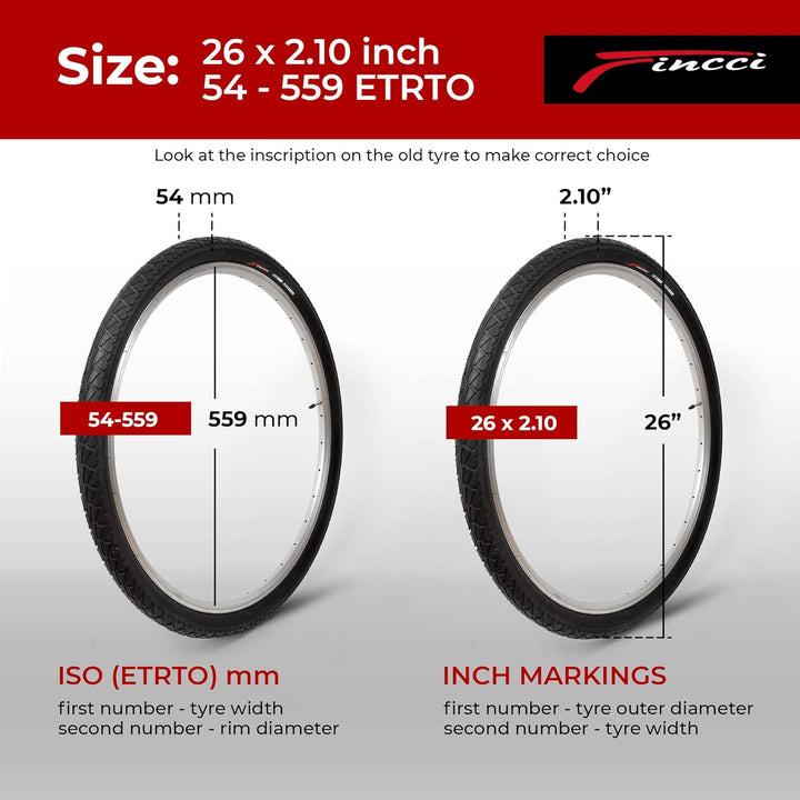 Fincci 26 x 2,10 Zoll 54-559 Slick Reifen für Cityräder Rennräder Mountain MTB Hybrid Fahrrad Pair,