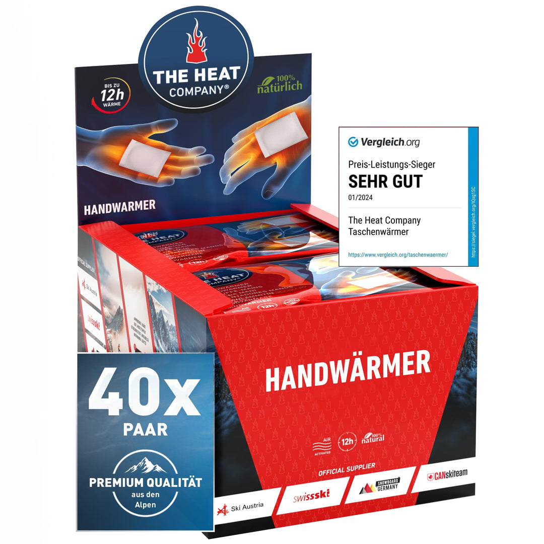 THE HEAT COMPANY Handwärmer - 10 oder 40 Paar - EXTRA WARM - Taschenwärmer Wärmepads - Fingerwärmer: