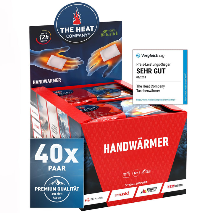 THE HEAT COMPANY Handwärmer - 10 oder 40 Paar - EXTRA WARM - Taschenwärmer Wärmepads - Fingerwärmer:
